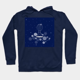 hot air balloon, flight, travel, adventure, dream, illustration, night, light, shine, universe, cosmos, galaxy Hoodie